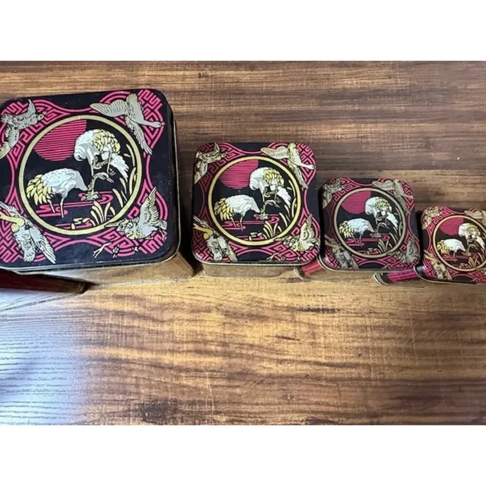 5 Vintage Grand Tea Company Canisters 1970s Metal Hong Kong